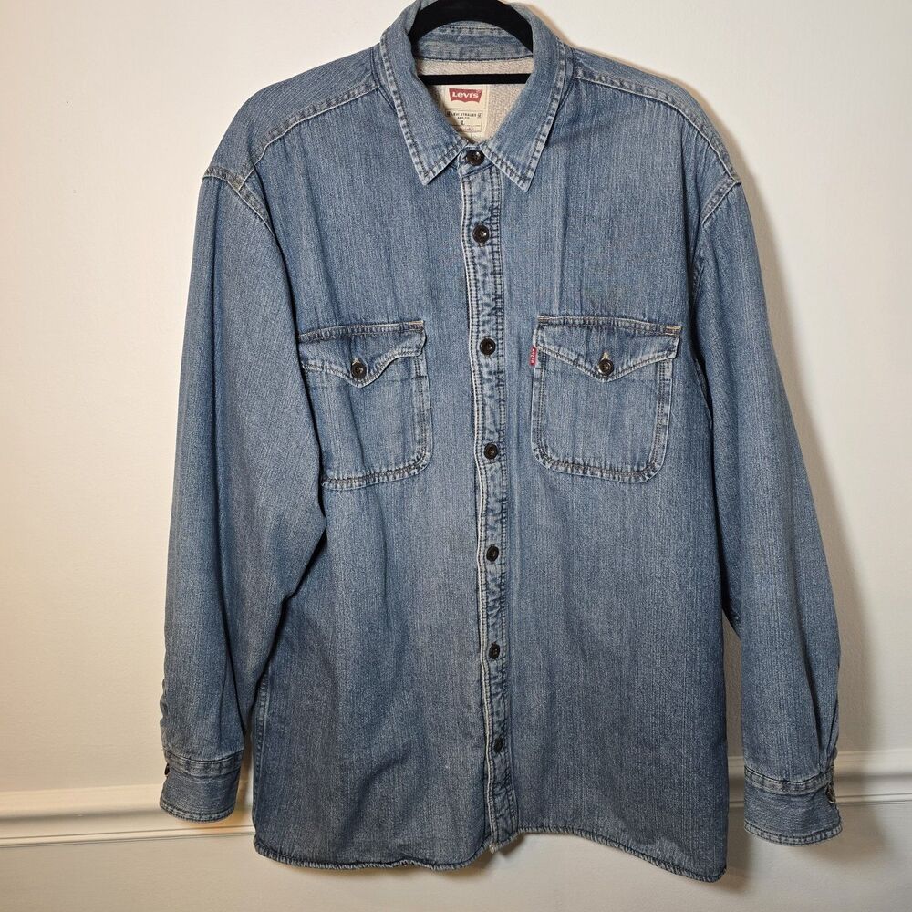 VTG Levi's Trucker Jean Jacket Sherpa Fleece Levi Strauss Blue Men's Large